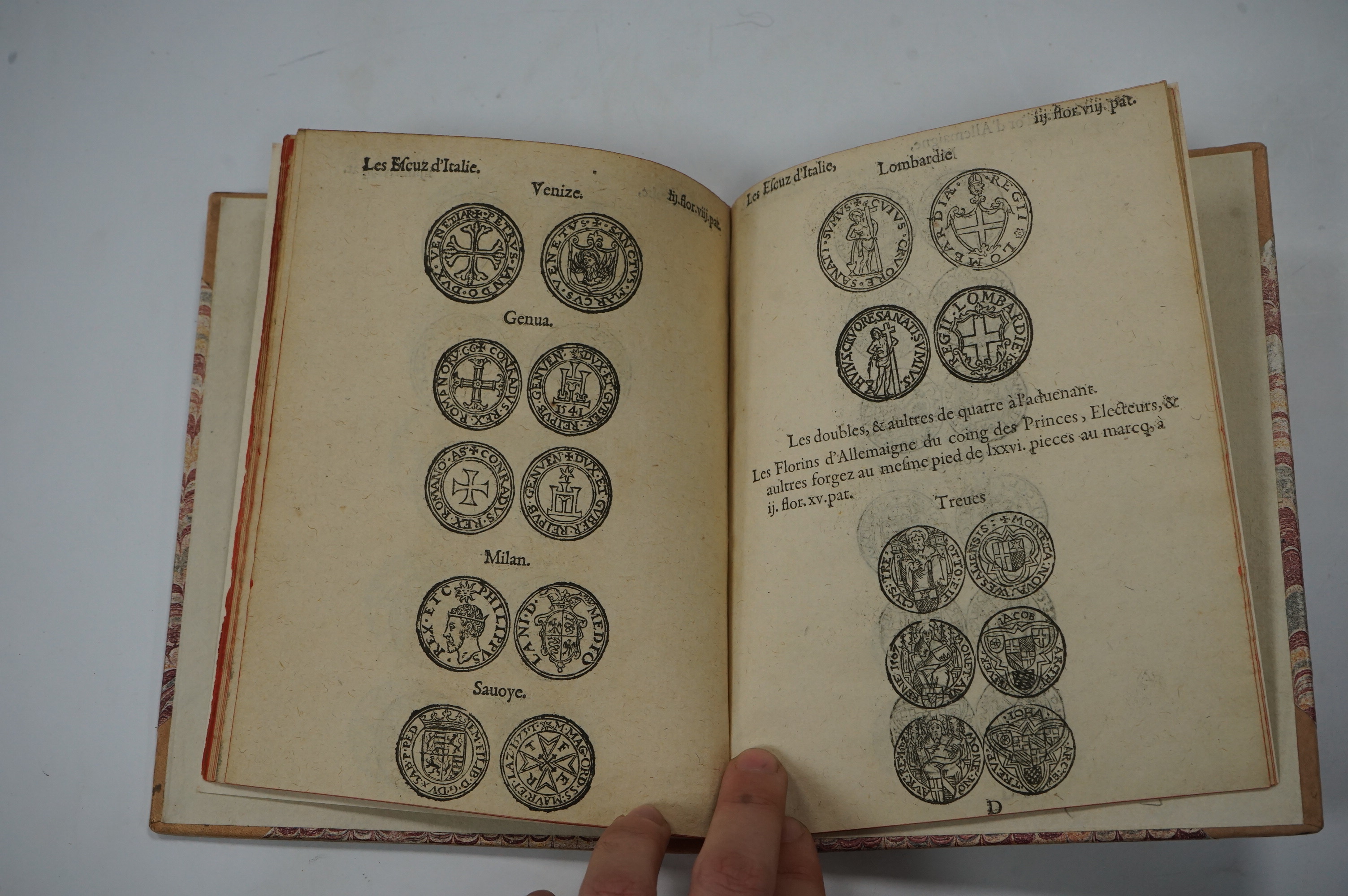 Placcart du Sermes Archiducqz, noz Princes souverains, sur la provisionelle permission, & tolerance du cours des especes & monnoyes d'or en leurs païs de pardeça, Hierosme Verdussen, 1609, later quarter calf with marbled